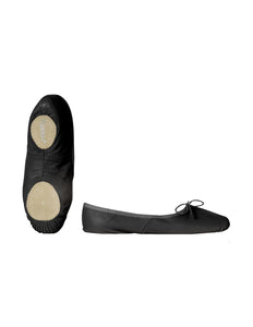 Papillon black leather split sole ballet shoe