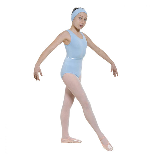 Regulation sleeveless leotard in cotton lycra with a plain front - ISTD Sky/ISTD Purple - Strictly Dancing