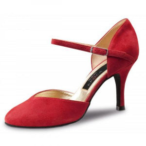 Neuva Epoca Gitana 8cm Goatskin Suede Ladies Dance Shoes - Red - Strictly Dancing
